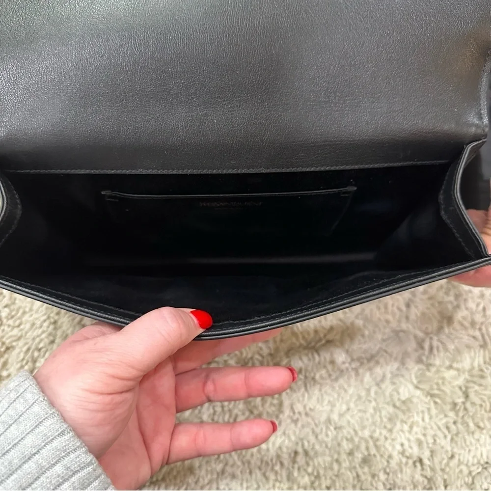 Yves Saint Laurent YSL Black on Black Clutch with Dust Bag